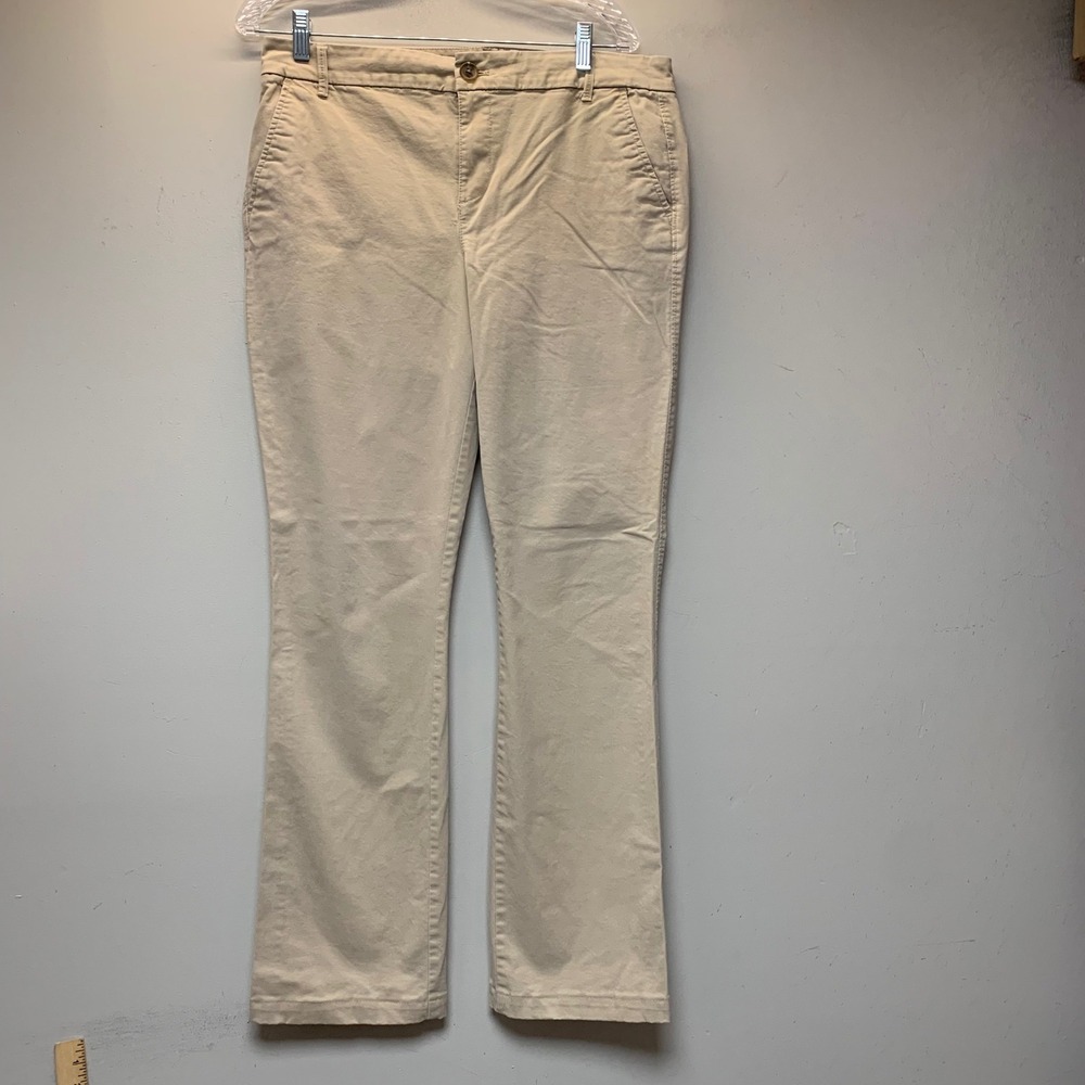 Old Navy Boot Cut Pants Women 12 Tall Khaki Excellent Stretch Chino Mid Rise